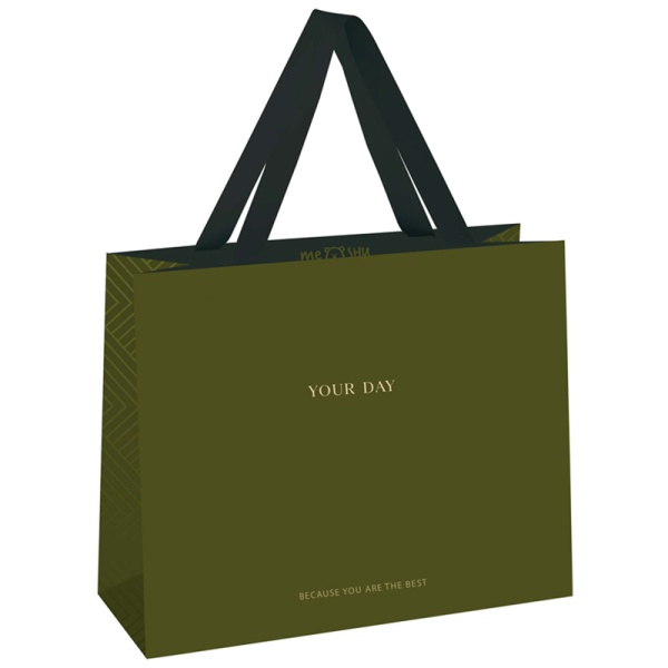 Пакет подарочный 32*26*12см MESHU "Olive tone", отд. фольгой, выбор. лак, матовая ламинация 339834 MS_45844
