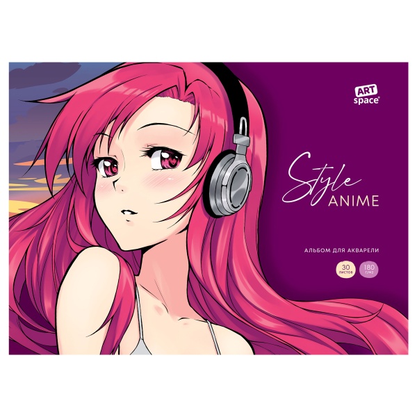 Альбом для акварели, 30л., А4, на склейке ArtSpace "Anime style. Girl", 180г/м2 357438 Аа30_53149