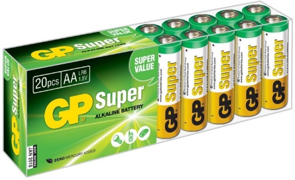 Батарея GP Super Alkaline 15А LR6 AA (20шт) GP 15A-B20	1623259